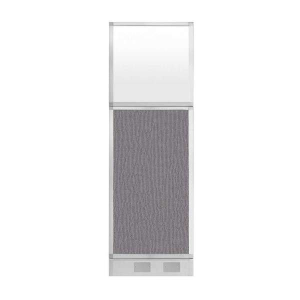 Versare Hush Panel Configurable Cubicle Partition 2' x 6' Slate Fabric Frosted Window w/ Cable Channel 1856219-3 - main